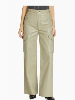$438 NWOT Agolde “Minka” Leather Blend Cargo Pants in Toast Sz 27